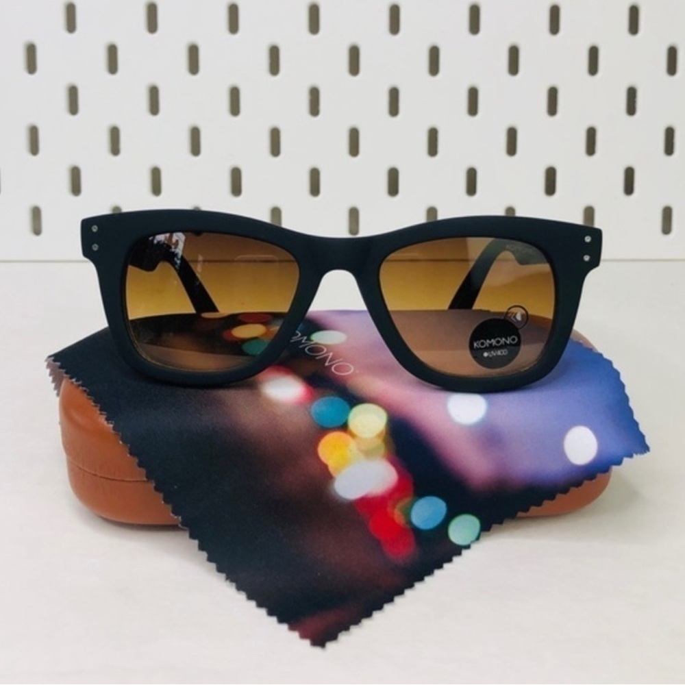 Komono Sunglasses Matte Black - Brown Gradient Lenses | Unisex Allen Rubber - Picture 12 of 14